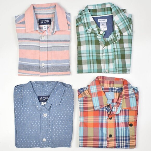 Toddler Boys Button Front Shirt BUNDLE 4t - Picture 1 of 8